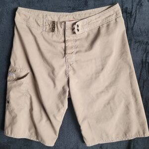 NONWE Board Shorts Mens Sz 34 Tan Drawstring Beach Swim Trunks Mesh Lined Shorts
